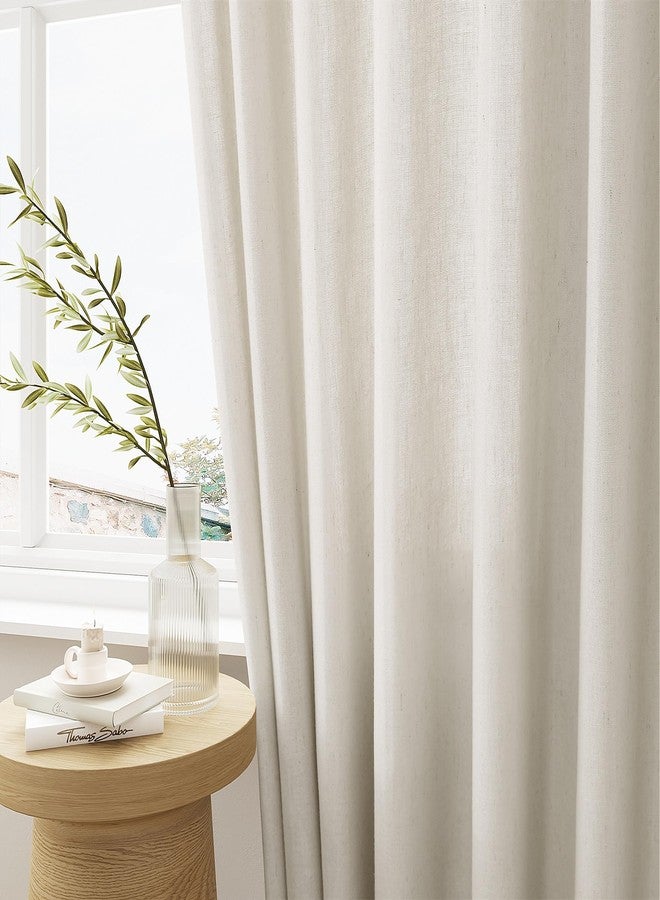 DUKIYO Linen Sheer Curtains 120 Inches Long for Living Dining Room Pinch Pleated Curtain Drape with Hooks Rings Back Tab Extra Long Greige Oatmeal Tan Beige Light Filtering 120 Inch Drapes 10FT 1 Panel - Image 5